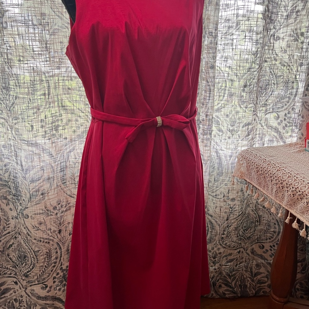 Dana Kay Red Sleeveless Halter Midi Dress